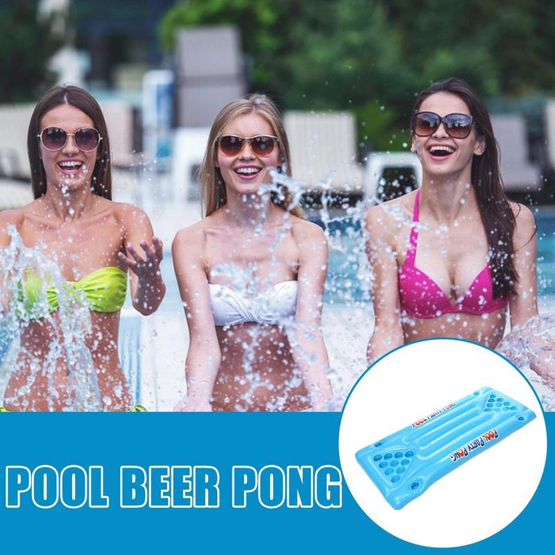 Pool Pong Table Game Floating Pingpong Raft Toy Beer Inflatable Pool Game Table Floating Raft Lounge For Women Men Outdoor