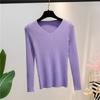 Frauen Gestrickte Shirts Mode Weibliche Herbst Winter Langarm V-ausschnitt Dünne Elastische Beiläufige Dünne Pullover Pullover Tops Strickwaren