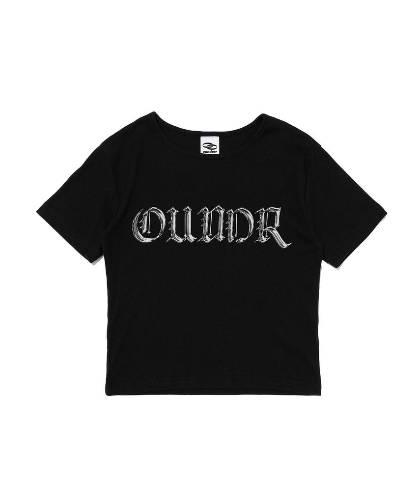 OUNDERR 3D Logo Crop Short Sleeve T-Shirt (Black)