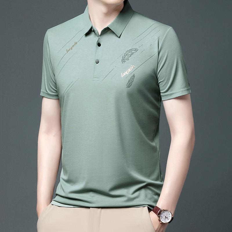 

Новая летняя мужская футболка с коротким рукавом, модная повседневная рубашка поло с половиной рукавом, большой стрейч XXXXL