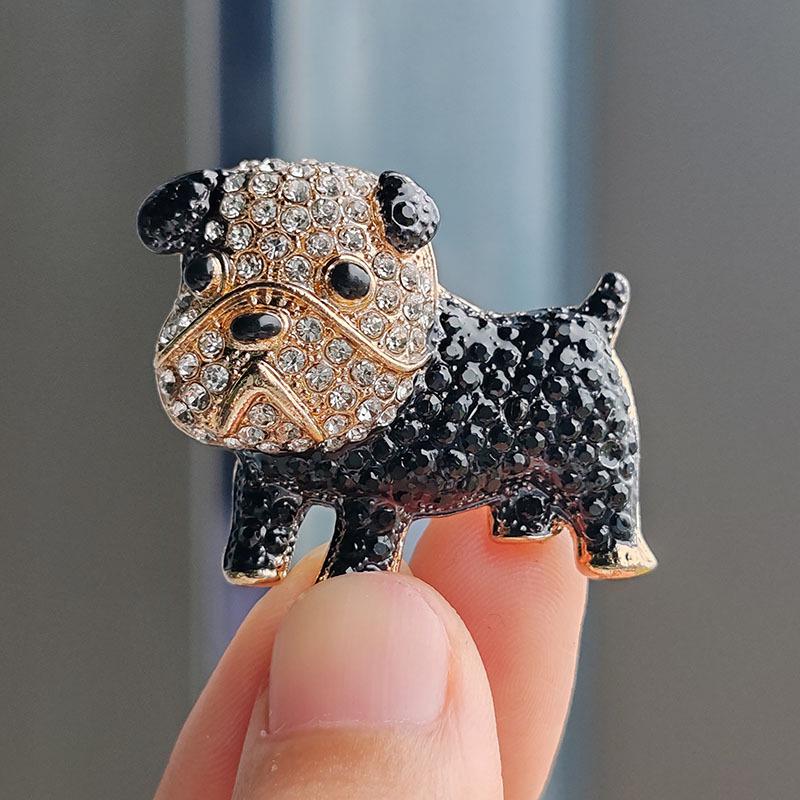 

Twelve Zodiac French Bulldog & Shar Pei Brooch - Korean Style Black and White Puppy Pin