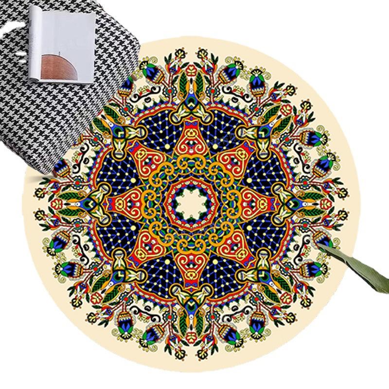 Ethnic Style Circular Carpet Balcony, Coffee Table Living Room Carpet Large-sized Carpet