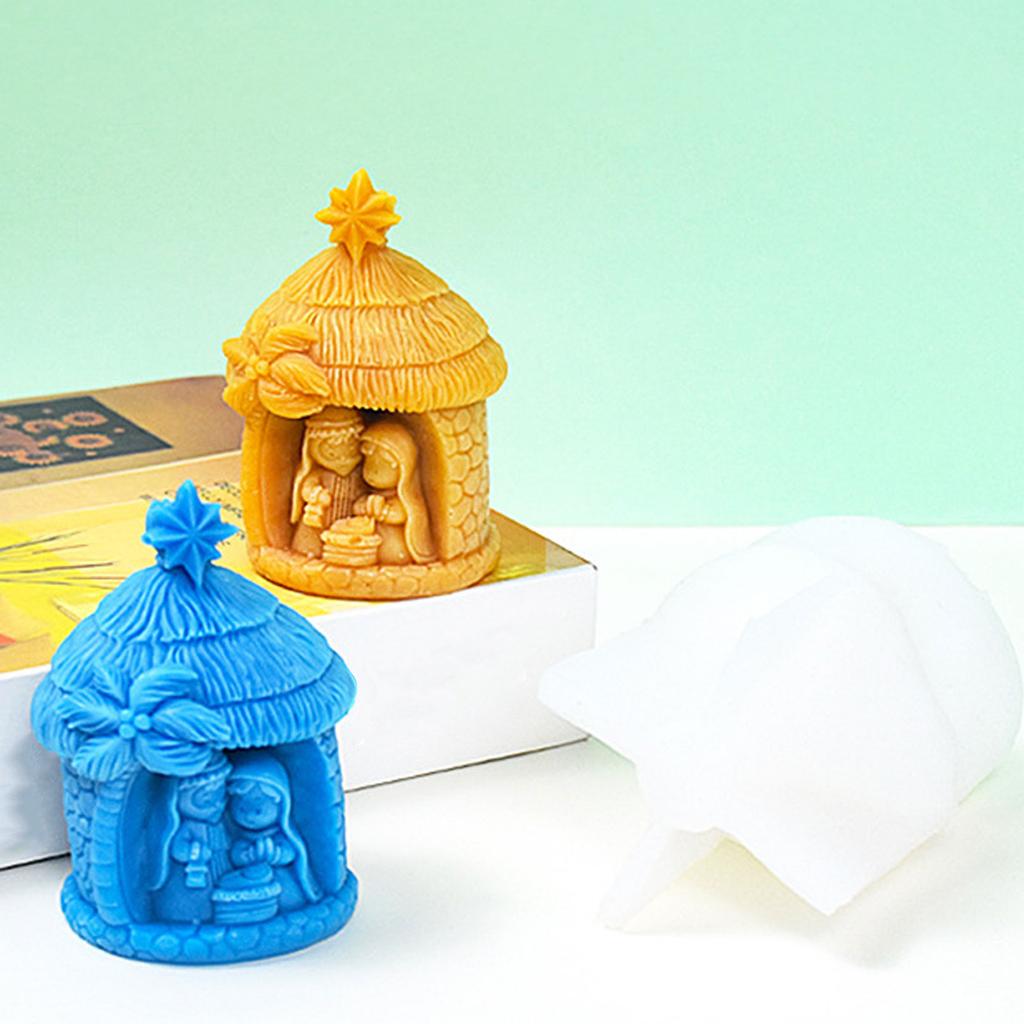 Forma silikonowa w kształcie domu Forma na świece świąteczne do robienia świec mydlanych gipsowych Dekoracje świąteczne