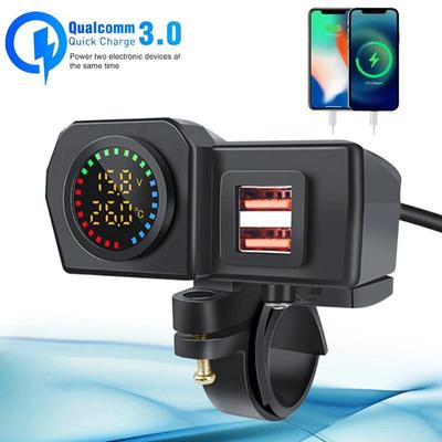 3.4A Motorcycle Charger QC3.0 PD Fast Charging Dual USB Phone Charge Adapter with Voltage Display & ON/Off Switch Modification Accessories
