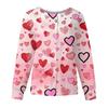 Women's Casual Fashion Long Sleeve Standing Collar Single Breasted Valentine's Day Print Workwear Jacket Tops