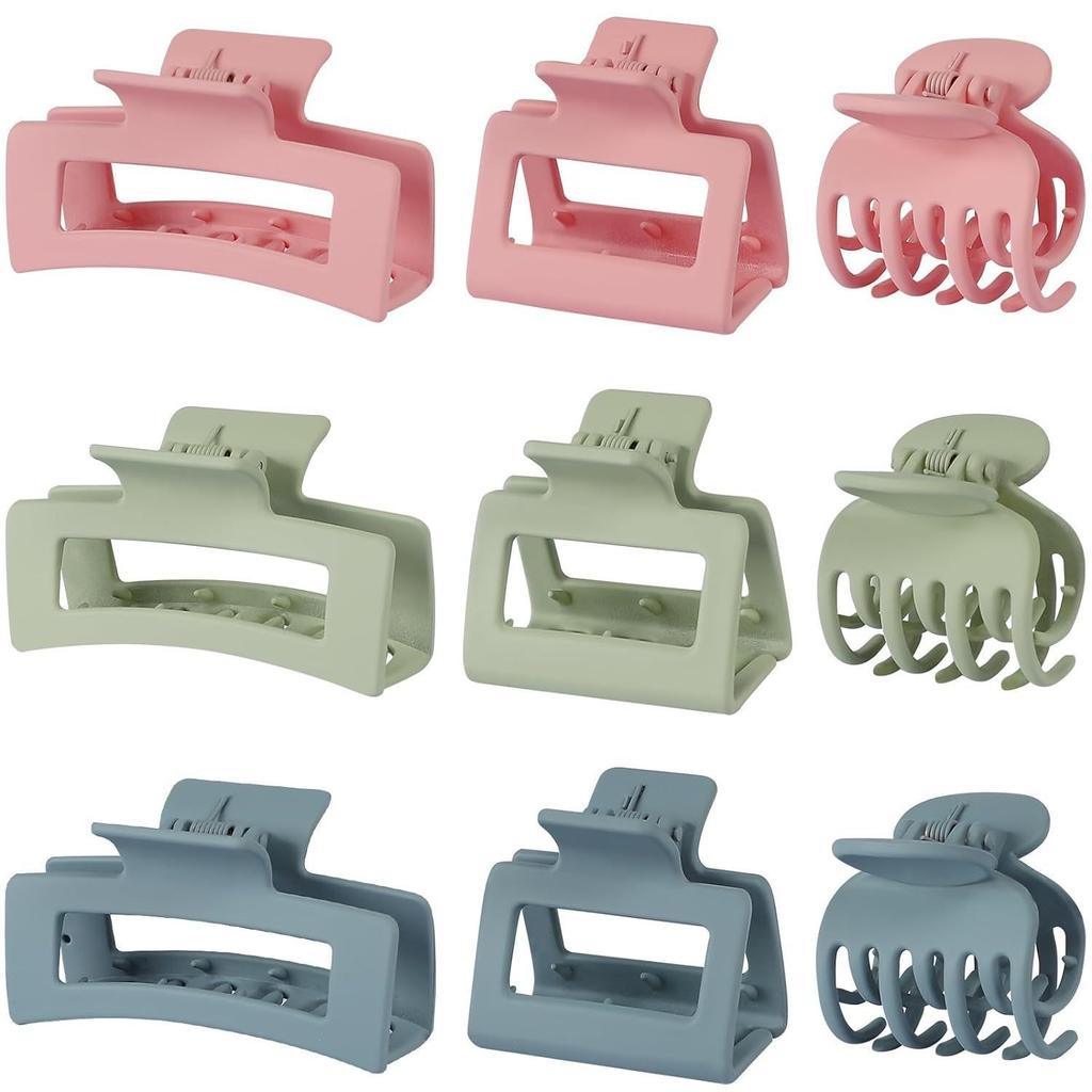 Matte Hair Clips for Women and Girls - Rectangle and Double Row Small Claw Clips for Thin/Medium Fine Hair - Nonslip Jaw Clips