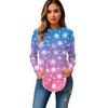 Damen T-Shirt mit Rundhalsausschnitt, Weihnachtsdruck, langärmelig
