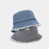 Korean Version of Internet Celebrity Hipster Denim Rough Edge Bucket Hat Literary Simplicity Solid Color Basin Hat Outdoor Versatile Hat