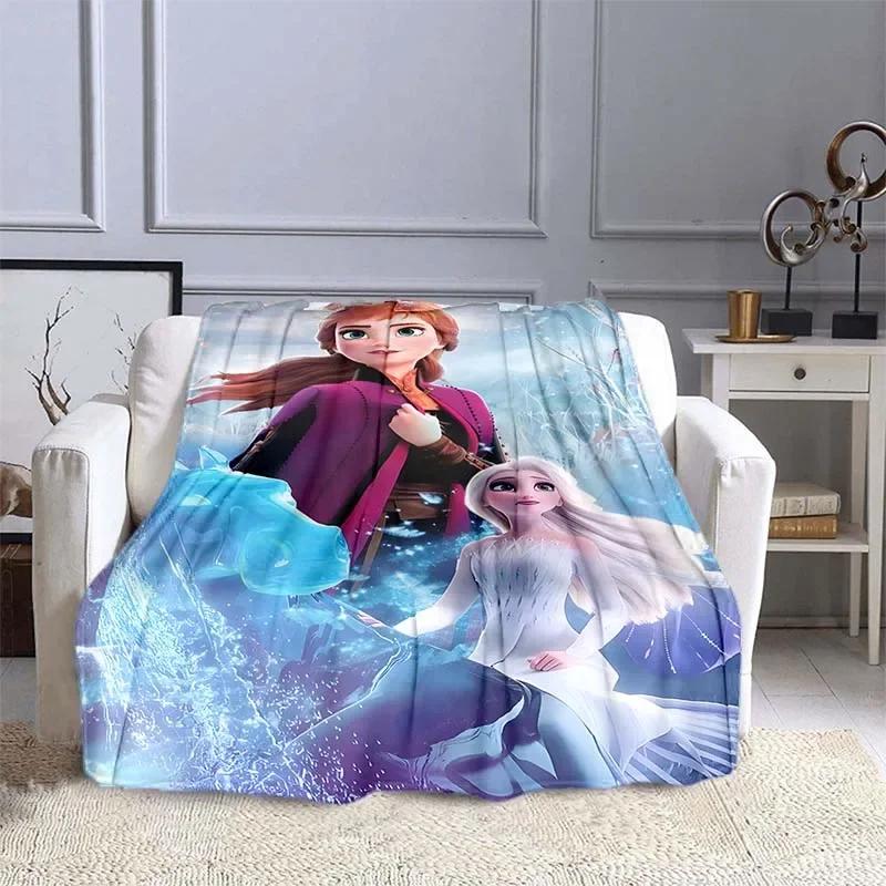 Disney Frozen Elsa Princess Blanket for Sofa King Size Cute Soft Flannel Throw Fluffy Bed Blanket New Born Winter Blanket Gift
