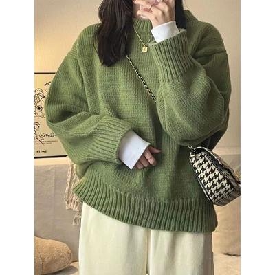 Autumn Winter New Fashion Round Neck Long Sleeve Solid Sweaters Women's Clothing Loose All-match Knitting Vintage Trend Chic Top