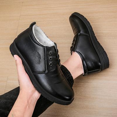 Cotton Shoes Men's Winter Warm Velvet Thickened High-top Snow Boots Men's Middle-aged and Elderly Non-slip Waterproof Dad Cotton Leather Shoes