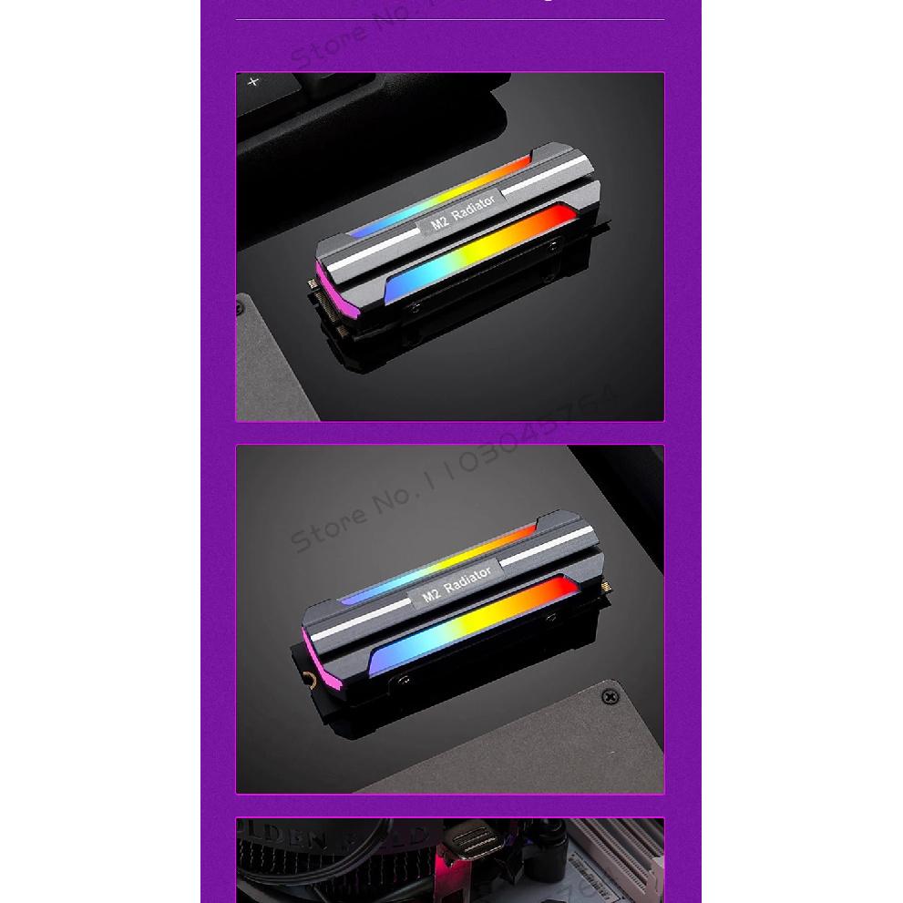 5V-3Pin ARGB AURA Sync Computer 2280 SSD M2 Radiator Aluminum PC RGB M.2 Nvme Cooler Heatsink Solid State Drive Heat Sink Cooler
