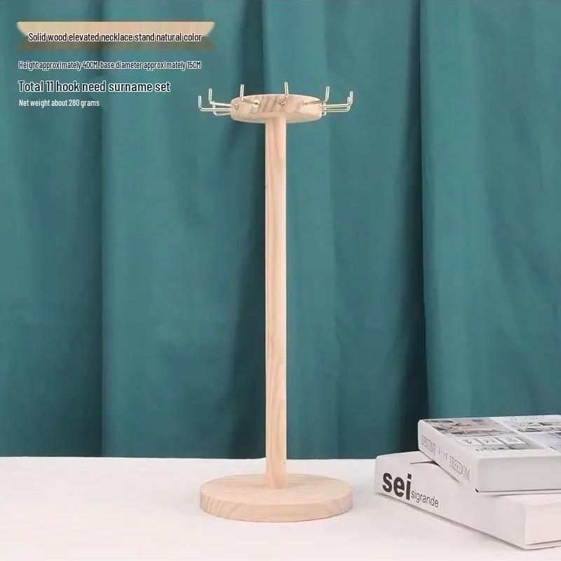 Woven Rope Solid Wood Jewelry Necklace Holder Display Stand