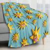 Cozy Sun Smiley Face Themed Flannel Blanket - For Sofa, Travel, Bed, Camping, Office, Decoration, Comfort and Warmth - Christmas