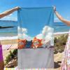 Cute cat cartoon pattern polyester microfiber beach towel is highly absorbent, suitable for swimming and beach outings