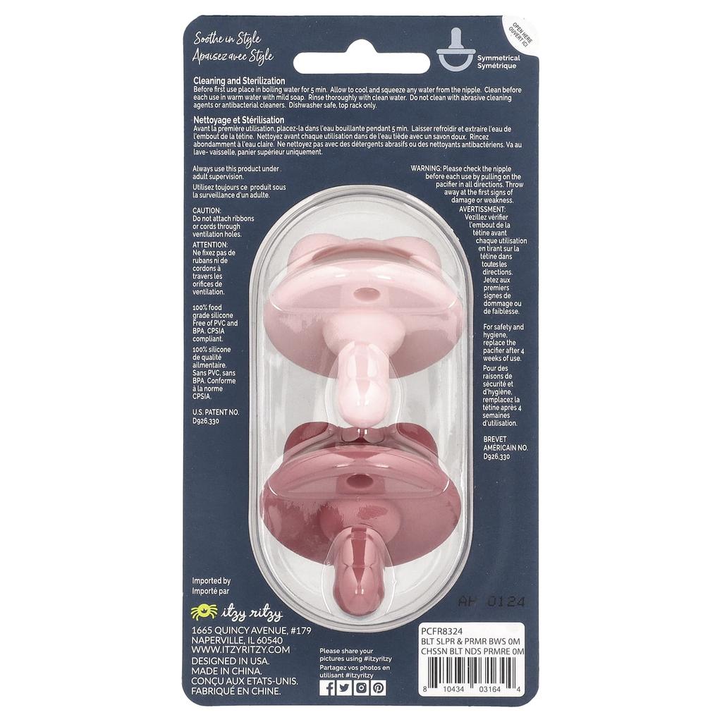 Sweetie Schnuller, Sauger aus lebensmittelechtem Silikon, 0+ Monate, Schleife, 2 Stück