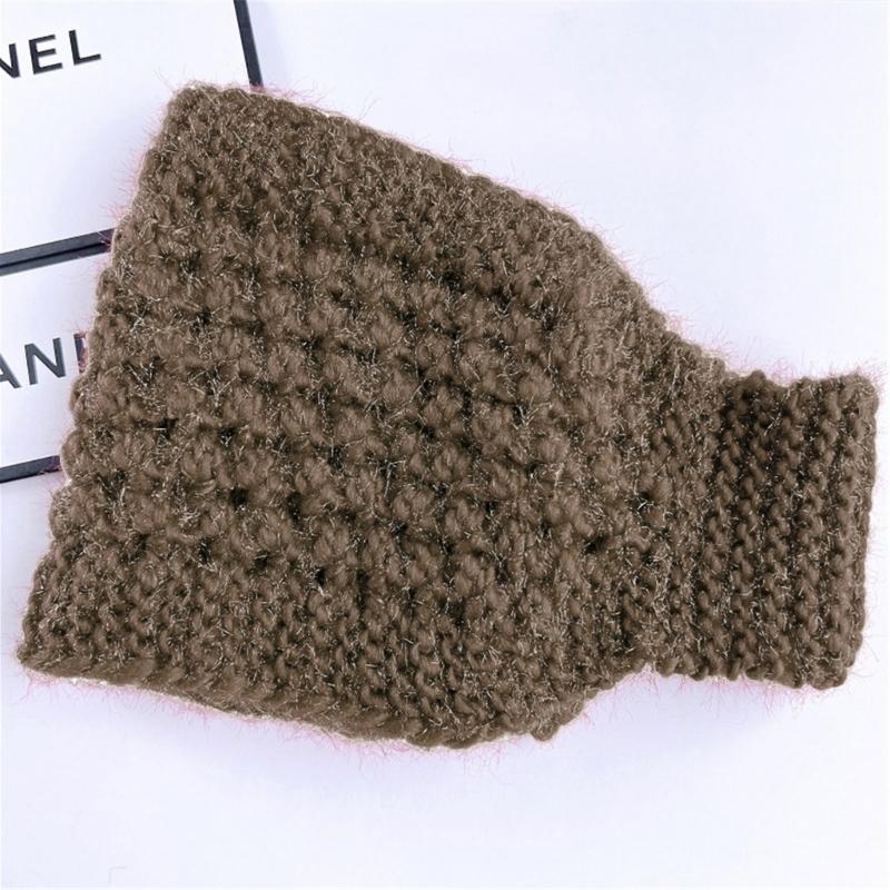 2in1 Fashion Neck Warmer Knit Hairband for Woman Camping Travel Wide Headband