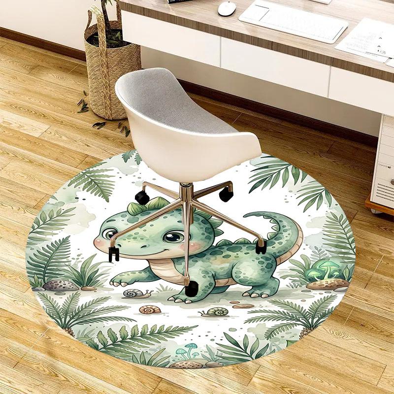 1PC Dinosaur Snail Non-Slip Floor Round Carpet, Office, Family, Bedroom, Large Area Rug Indoor Rugs, Vibrant Colors-Z0492