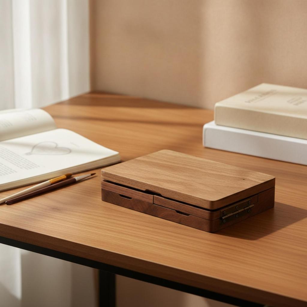 Paint Box with Mixing Tray Portable Wooden Compact Palette for