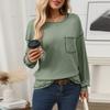 Women's Crewneck Sweatshirt with Pocket, Casual Loose Fit Long Sleeve Pullover