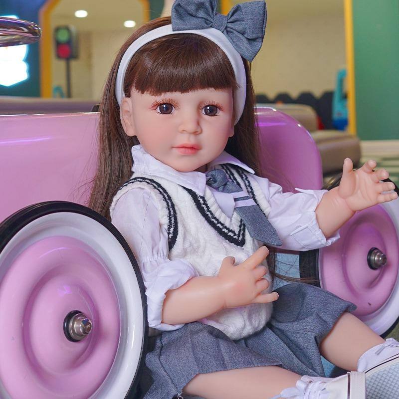 55cm Dress-up Doll Baby Soft Rubber Bathing Full Rubber Rebirth Doll Girl Toy