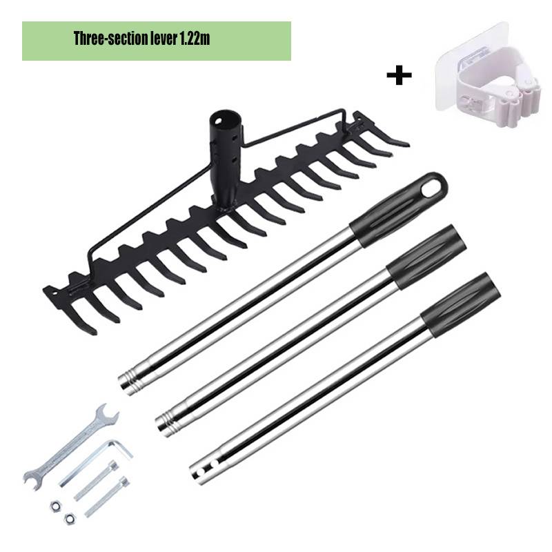 Multi-Functional Grass Rake And 7.5m Water Pipe For Loosening Soil And Raking Grass 17-Tooth Rake Garden Maintenance Tool
