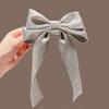 Hairpin French Style Satin Long Ribbon Bow Decor Anti-slip Teeth Back Head Hair Clip Strong Clamping Force Versatile Hair Clip
