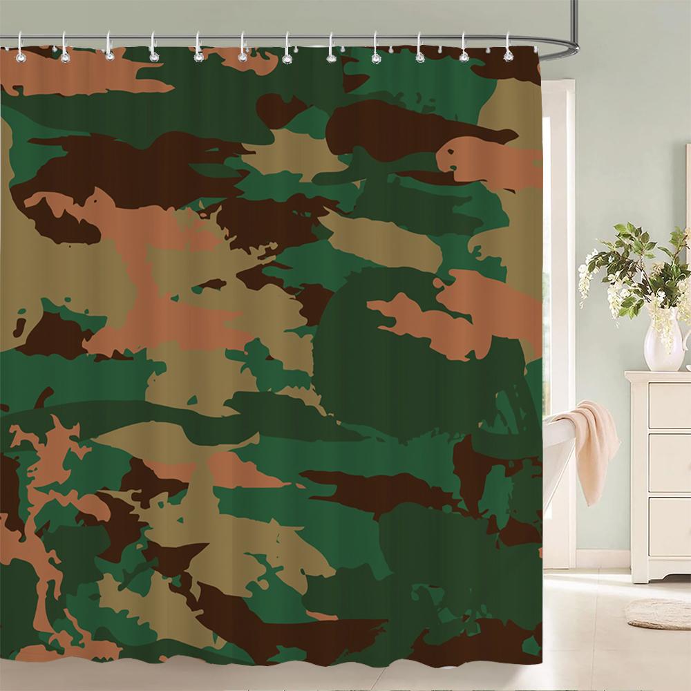 Green camouflage pattern Shower Curtains Waterproof Fabric Floral Bath Curtains For Bathroom Bathtub Curtain With Hooks