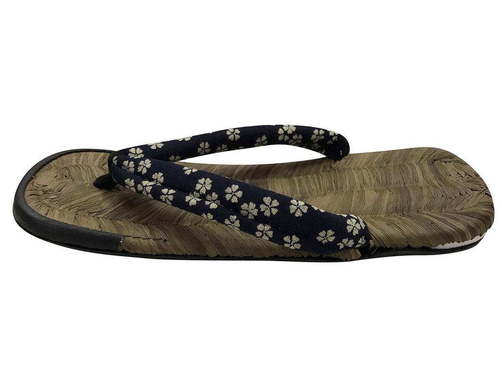 Edoten Geta Sandals with Tire Soles, Crow Bamboo, Cushioned Straps, Made In Japan, Cherry Blossom Color, Size LL