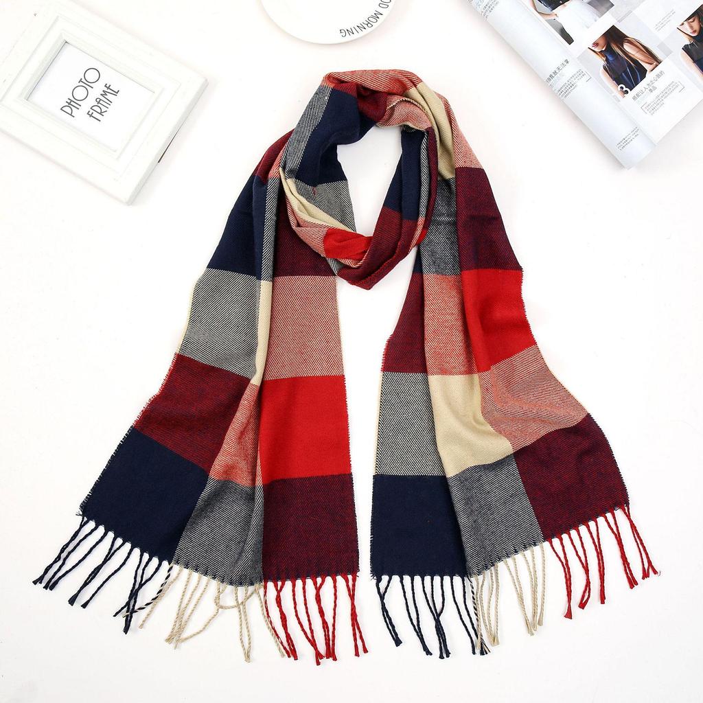 Men'S Winter Plaid Scarf Warm Women Cashmere Shawls Scarves Casual Tassel Scarfs Man Business Scarf Pashmina