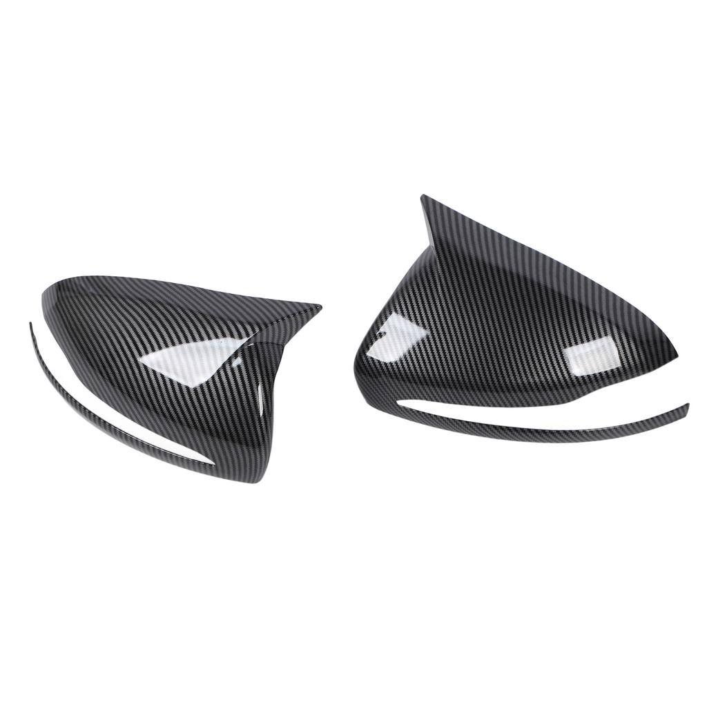 1 Pair Carbon Fiber Style Side Mirror Cover Left Right Ox Horn Style Rearview Mirror Cap