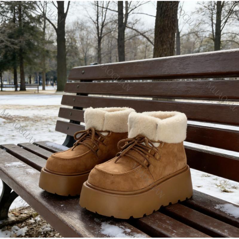 Winter Chunky Platform Women Snow Boots Fashion Keep Warm Thick Sole Cotton Footwears Causal Comfort No Slip Outdoor Shoes