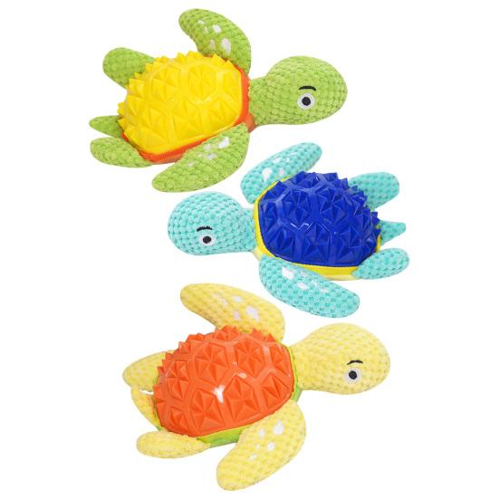 Pet Toy Molar Teeth Guard Soft Tough Chew Toy Turtle Shape Bite-Resistant Tooth Cleaner Dog Toy with Built-in Sound