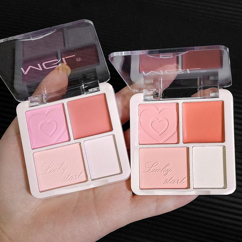 Korean Atmosphere: Four-Color Blush & Highlight Palette for Contour and Brightening