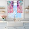 2 Panels Pink Colorful Feathers Pattern Window Curtains   Half Blackout Suitable for Artistic Home Decorative Curtains