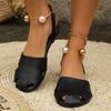 Large Size Sandals Women's Summer New Style Flat Bottom Pearl Decorative Foot Bag Head Sandals