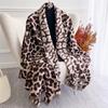 Tassel Blanket Leopard Print Thick Jacquard Pashmina Winter Warm Shawl Wrap Cashmere Scarf Women Neckerchief Poncho Stoles