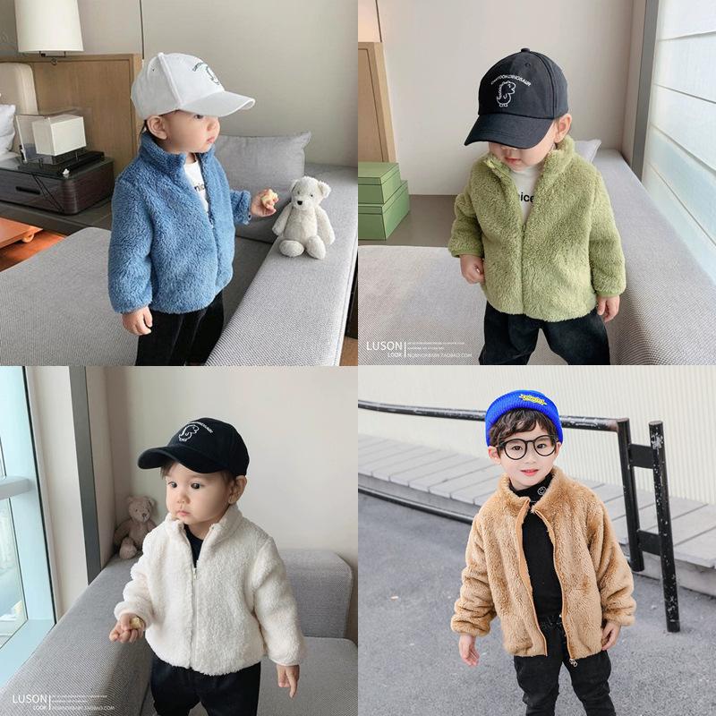 Children's Plush Spring/Autumn Coat for Boys and Girls - Warm, Double-Sided Fleece Outerwear