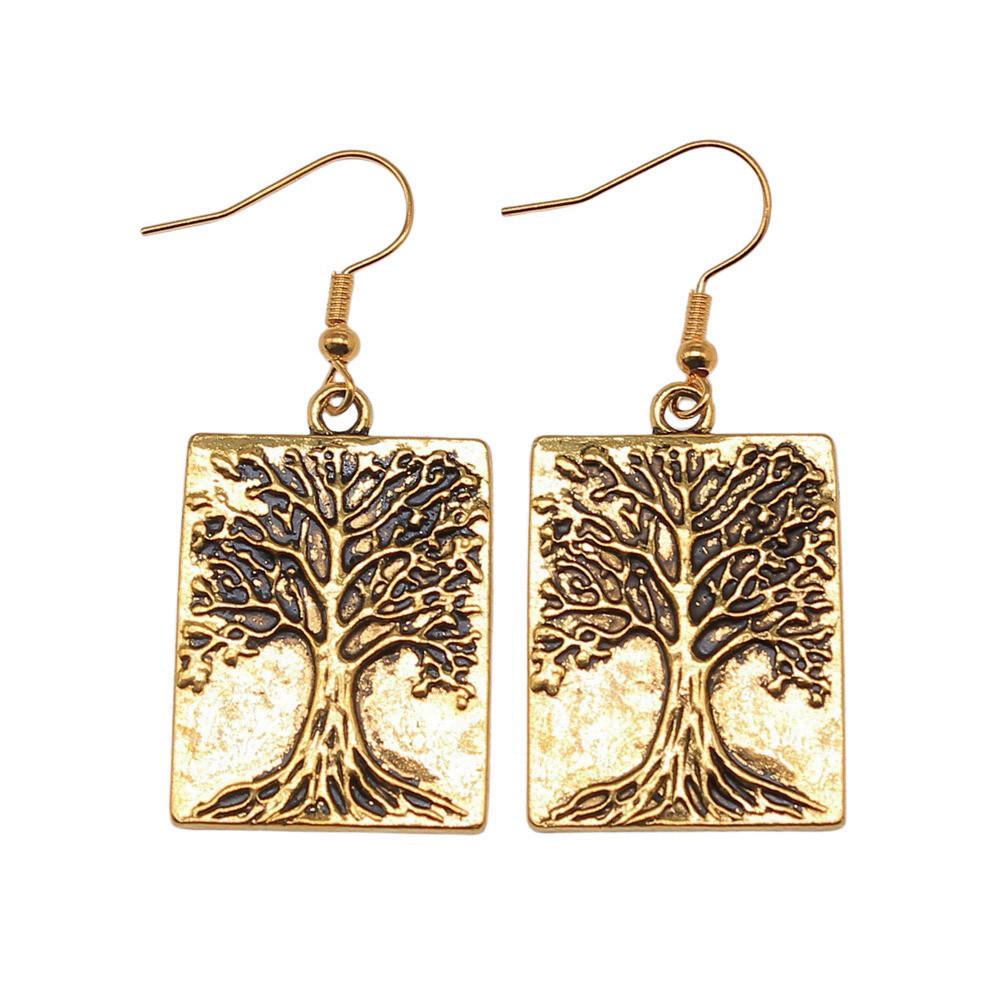 Tree Of Life Dangle Earrings Openwork Nature Boho Style Drop Jewelry For Female