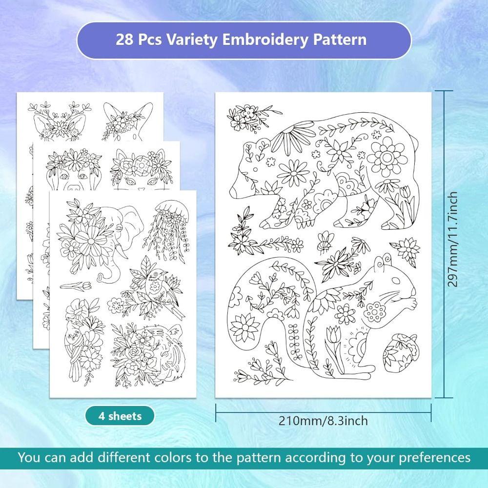 Flowers and Leaf Designs Water Soluble Hand Sewing Stabilizers Stitching Embroidery Paper Embroidery Dissolving Transfer Paper