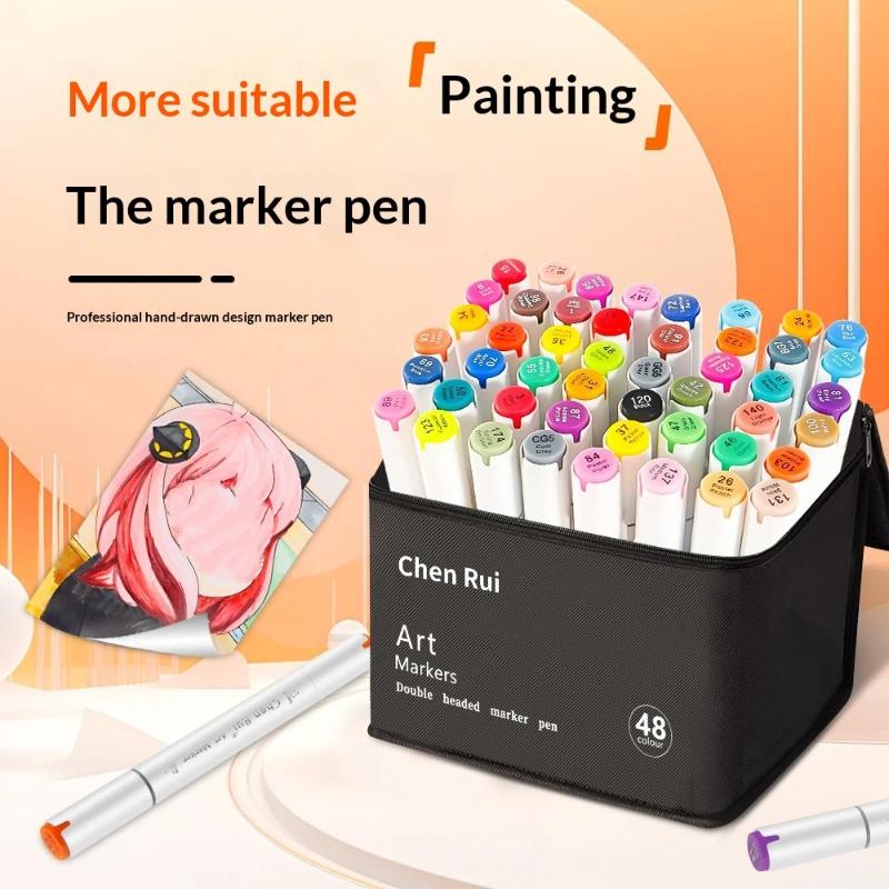 Dual Tip Art Markers 48 Assorted Colors Non-toxic Smooth Drawing Pens for Art Students Sketching Coloring Gift Choice
