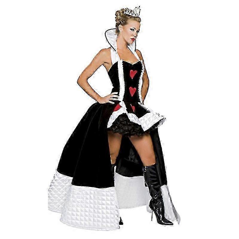 Damen Königin der Herzen Deluxe Kostüm Erwachsene Halloween Kostüm Casino Poker Dame Performance Outfit Hexe Vampir Königin Kleid