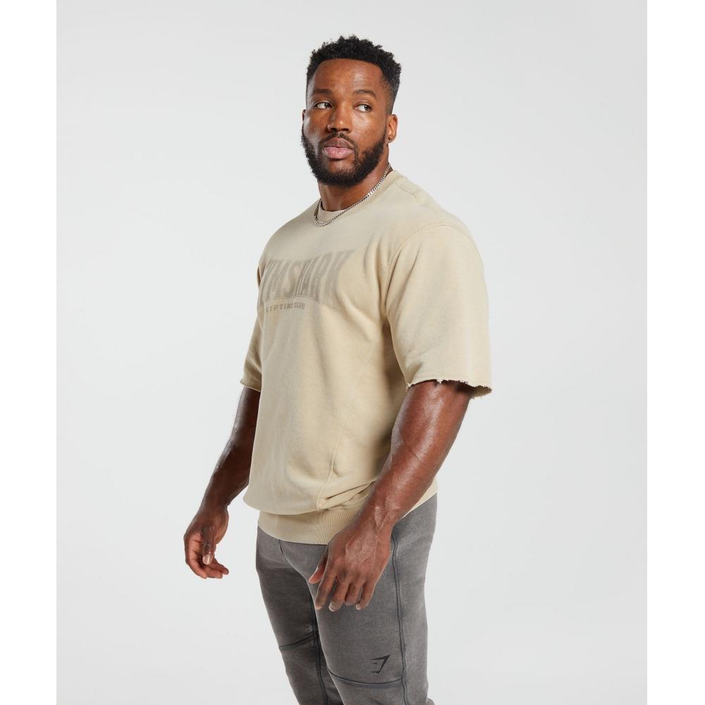Gymshark Heritage Washed Short Sleeve Crew Desert Beige A4a8d Nb1v