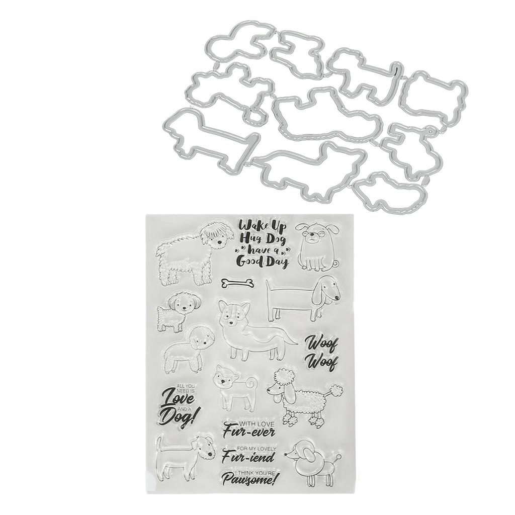 Súprava čírych pečiatok Jedinečný dizajn psa a ovce Priehľadná pečiatka Embosovacia vyrezávacia sada pre DIY Scrapbook Remeslá