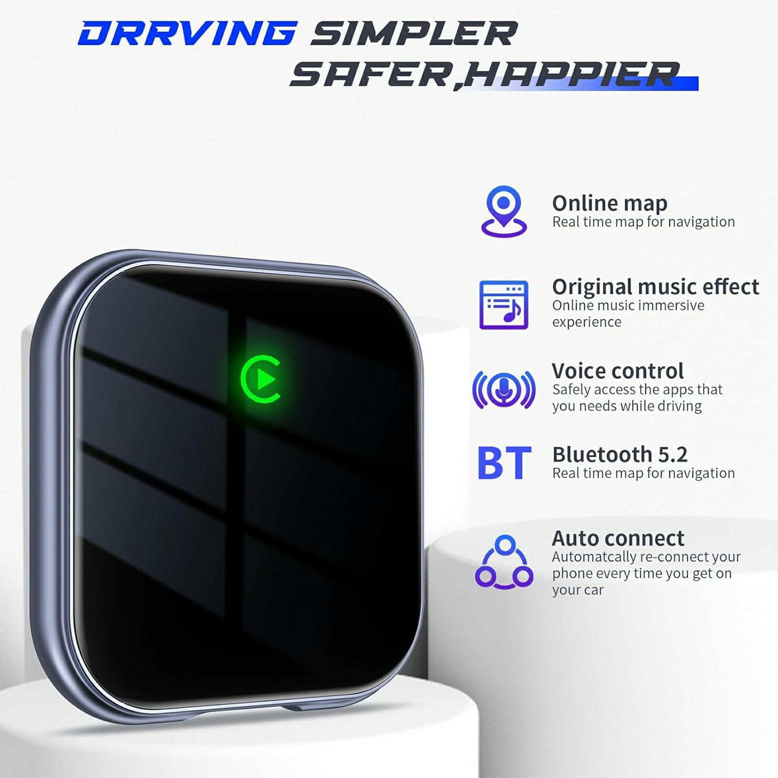 

Автомобільний бездротовий адаптер BY963, сумісний з WiFi та Bluetooth, з подвійним підключенням, конвертер для підключення автомобіля Carplay