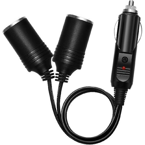 

CHANZON 12В/24В Адаптер-разветвитель автомобильного прикуривателя 1 на 2, 7-дюймовый провод UL с предохранителем 15А, Автомобильный удлинитель постоянного тока с гнездом, 2-сторонний 7in Cigarette Lighter Spl