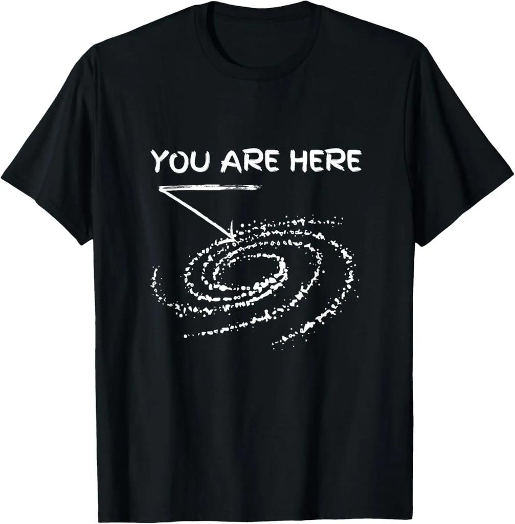 Interesting You Are Here Galaxy Astronomy Galaxy Space Science Fiction T-shirt Men's Graphic T-shirt Street Wear Harajuku Tops