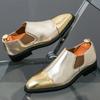 Designer New Men's Gold Patchwork Dress Loafers Male Luxury Fashion Groom Wedding Shoes Italian Style Homecoming Prom Footwear