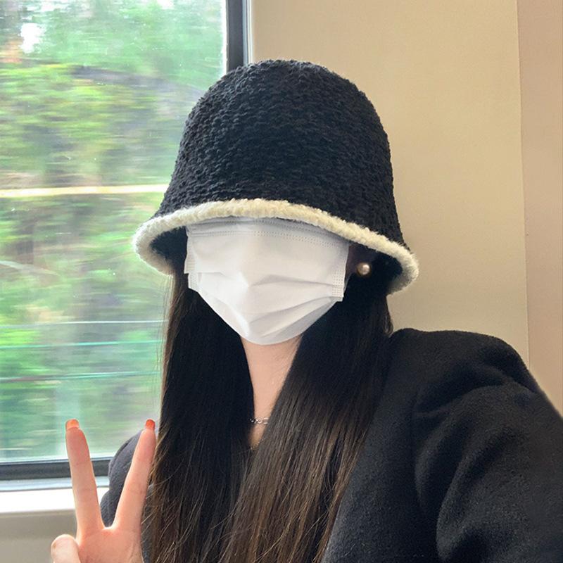 

Winter bucket hat new face small knitted bucket hat basin hat big head circumference hat women plain face high sense M（55-59cm）