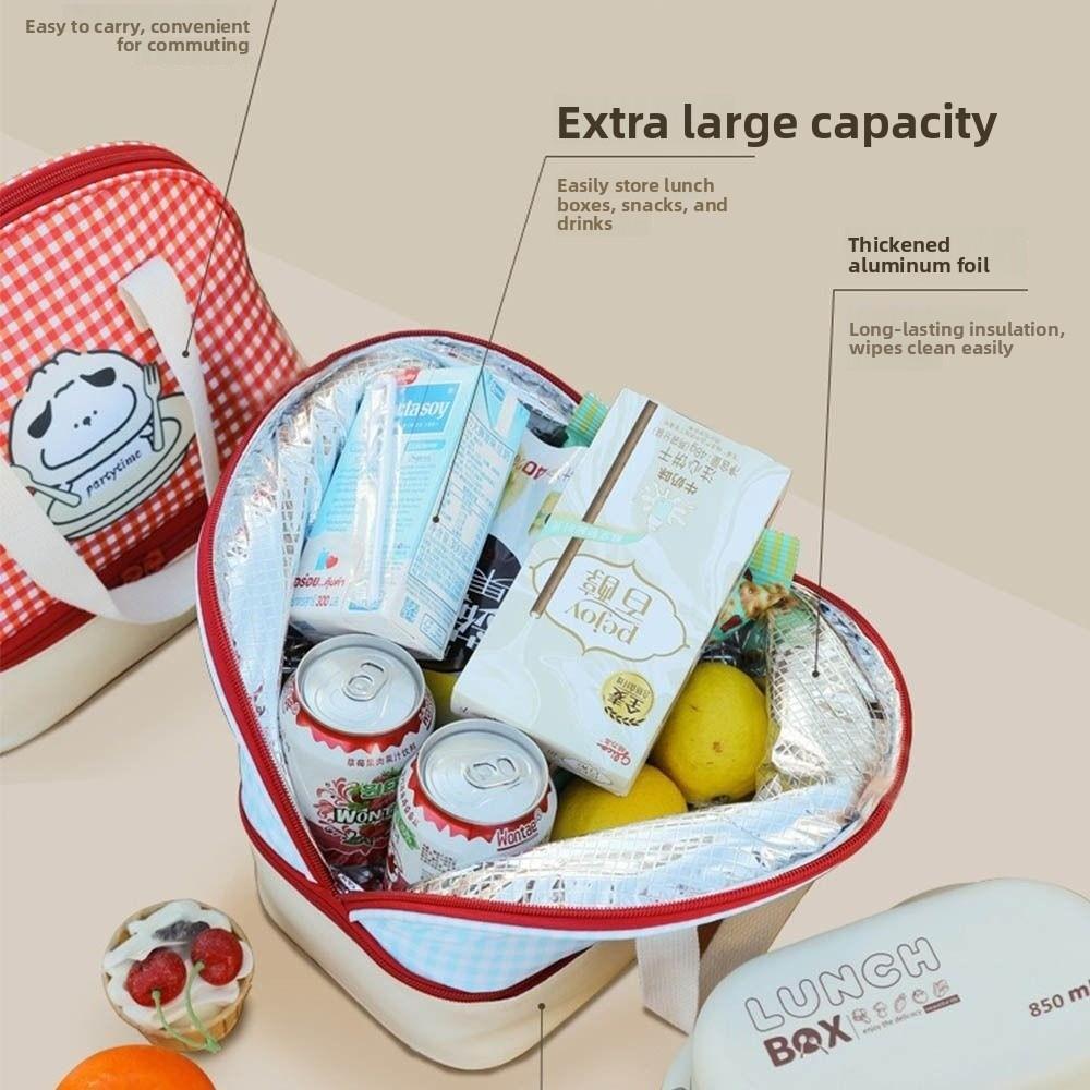 Double-layer Picnic   Bag Fresh-Keepin Insulated Tote Bag  for School Picnic Office